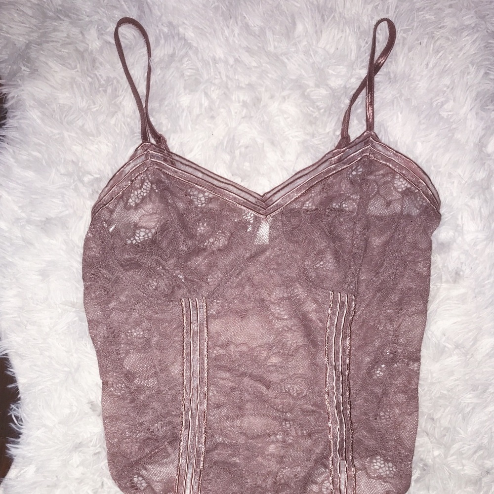 mauve lace one piece